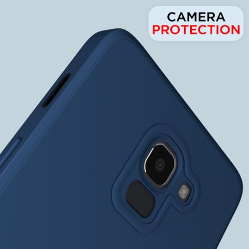 Image of Outlouders Back Cover for Samsung Galaxy J6 2018 | Camera Protection | Durable Soft Matte Silicone Bumper Case (Blue)