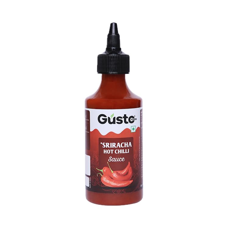 Gusto Foods Sriracha Sauce - 200g | Spicy & Tangy Red Chilli Sauce | Perfect for Cooking, Dipping & Marinating | Vegetarian, Preservative-Free | Pack of 1