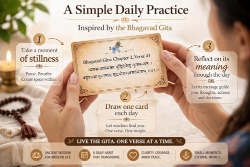 Image of Bhagavad Gita Daily Reflection Cards (70 Shlok Wisdom Cards) | 7 Chakra Bracelet | Sanskrit Shlokas with Meaning | Spiritual Mindfulness Practice | Gift-Ready Eco-Friendly Packaging