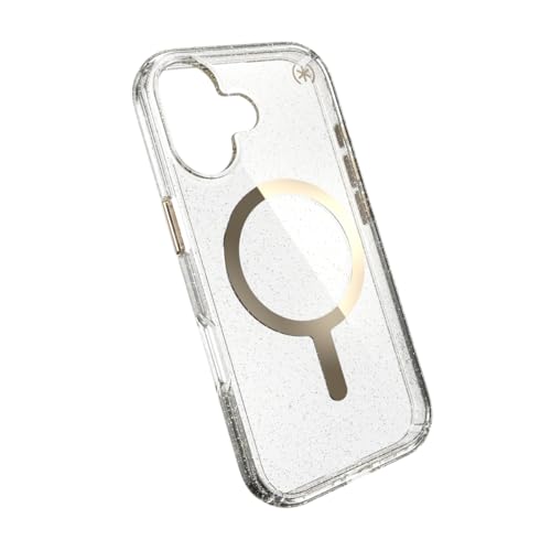Image of Speck Presidio LUX for iPhone 17 Case, MagSafe-Compatible, Slim Protective Case, Glitter /Gold Metallic