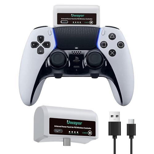 Uwayor 3500mAh External Battery for PS5 Controller, PS5 Replacement Battery Extender for Sony PlayStation 5 DualSense/Edge Controller with USB-C Charging Cable, Play and Charge Kit for PS5 Remote
