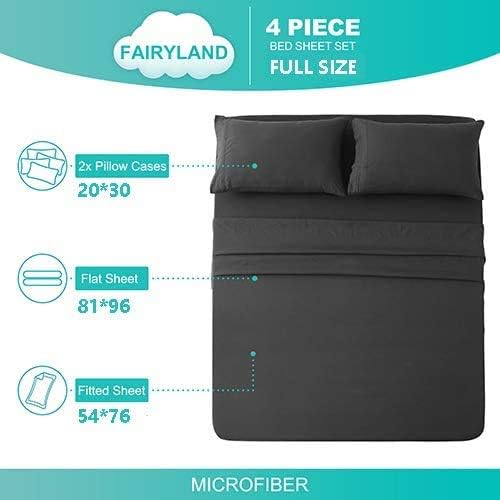 Miniatura 2 de FAIRYLAND Juego de sábanas de cama en tamaño queen con laterales amplios, 4 piezas, hecho en microfibra