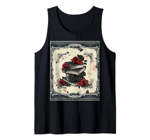Gothic Books Roses Wicca Buchliebhaber Witchy Bookworm Tank Top