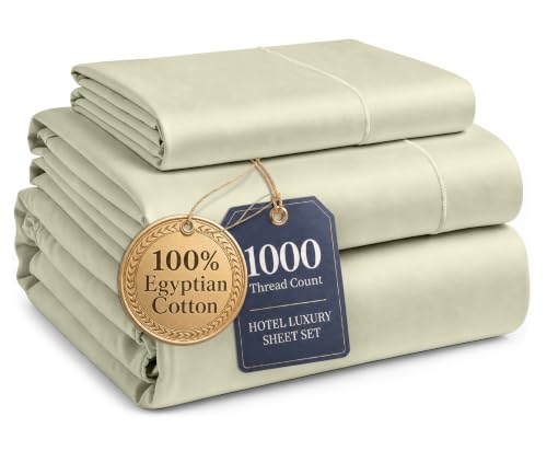 Image of LANE LINEN Twinxl Sheets Set 1000 Thread Count 100% Egyptian Cotton - Linen | Twin XL Sheets Pattern - 3-Piece Set, 15 inch Deep-Pocket Snug Fit, Made For Trundle Beds, For Guests And Everyday Use
