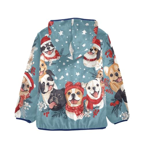 Dogs with Christmas Scarf and Hat Girls Fleece Jacket Girls Fall Jacket Girls Zip Up Hoodie Girls Sherpa Jacket 2-10T2