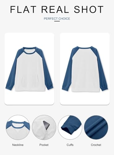 KISSMODA Women's Casual Long Sleeve Sweatshirt Color Block/Solid Crewneck Corduroy Pullover Cute Tops