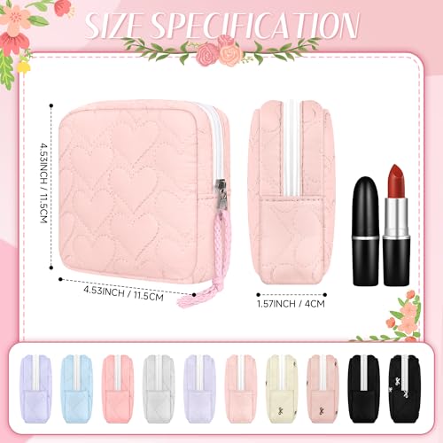 Image of Likesing Period Bag Pouch, Quilted Tampon Holder for Purse-Light Pink | Cotton Period Pouches for Teen Girls, Women Portable Sanitary Napkin Storage Bag, Feminine Sanitary Bags Emergency Pad Pouch