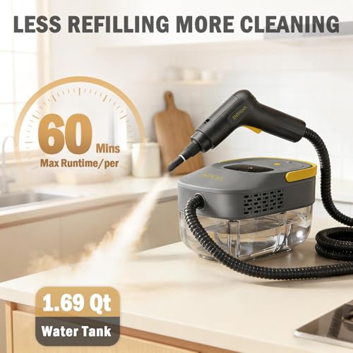 Image of 15 Accessories Steam Cleaner for Home,1.69QT Tank Handheld Steamer for Cleaning, Potable Pressurized Steam Cleaner for Grout, Car Detailing, Tile, Floor, Cloth