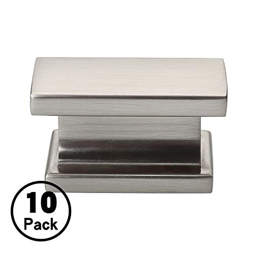 Alzassbg AL6061SN Brushed Satin Nickel, 1.46 Inch(37mm) Cabinet Hardware Rectangle Knobs for Cupboard and Drawer 10 Pack