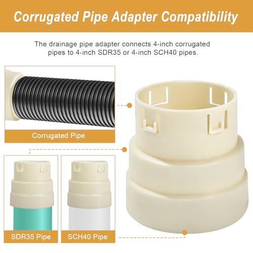 4 Corrugated Pipe Adapter, Corrugated Pipe PVC Connector