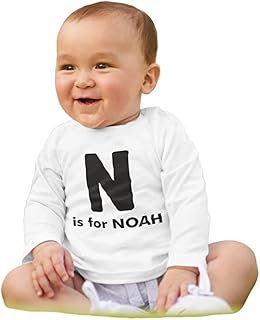 Custom Baby Kids Name Initial Personalised Soft LONG SLEEVE T-shirt Tshirt Personalized Customised is for name Toddler Personalised Name