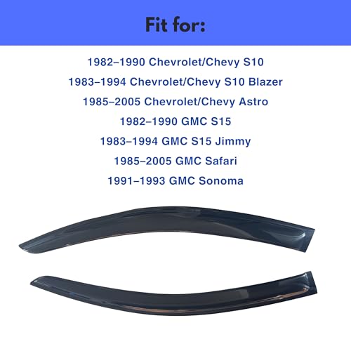 Image of IG Window Visors Fit for 1982-1990 Chevrolet S10 /GMC S15, 1983-1994 S10 Blazer /S15 Jimmy, Out-Channel Rain Guards Vent Wind Deflectors 2PC, 1985-2005 Chevy Astro /GMC Safari, 1991-1993 GMC Sonoma