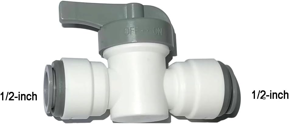 12pcs 1/2 inch water line Quick Connect Push In to Connect Tube Fitting for RO Reverse Osmosis Water Filter Tube Fittings. (Valve + Tee + Elbow + Straight + Bulkhead + Elbow stem)