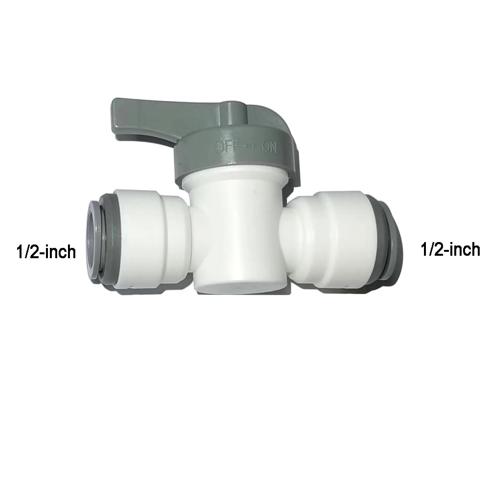 12pcs 1/2 inch water line Quick Connect Push In to Connect Tube Fitting for RO Reverse Osmosis Water Filter Tube Fittings. (Valve + Tee + Elbow + Straight + Bulkhead + Elbow stem)