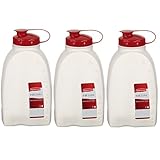 Rubbermaid 712395881385 Servin Saver White Bottle, Plastic, 2 Qt./1.9 Lt (Pack of 3), 3 Pack, Clear,...