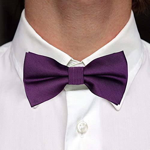 Zenxus Pre-Tied Bow Ties, Formal Solid Tuxedo Bowties, 3 Sizes For Toddlers, Boys And Youths, Eggplant #TOP1