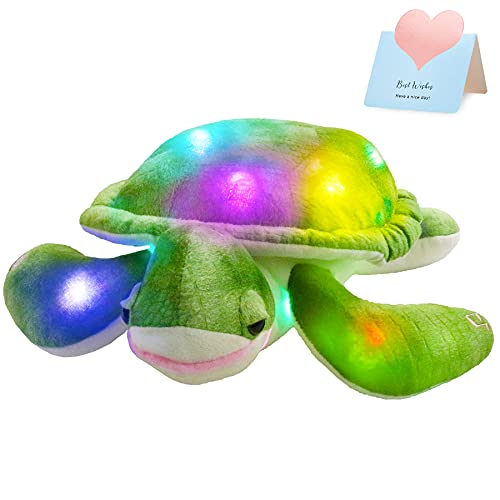 Glow Guards 14'' Light up Sea Turtle Stuffed Animal Ocean Life Soft Plush Toy Pillow with Lullabies LED Night Lights Children's Day Birthday Gifts for...