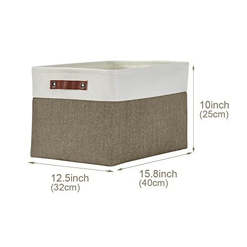 Image of DECOMOMO Storage Bins, Extra Large Fabric Storage Baskets for Shelves, Decorative Linen Closet Organizer, 15.8 x 12.5 x 10 inches (Brown & White, 3 Pack)