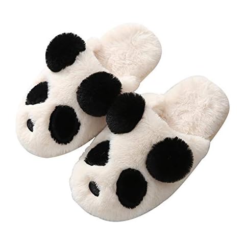 JadeRich Adults/Kids Cute Panda Fleece Indoor Slipper Non-Slip Lightweight Fluffy Home Shoes Cover