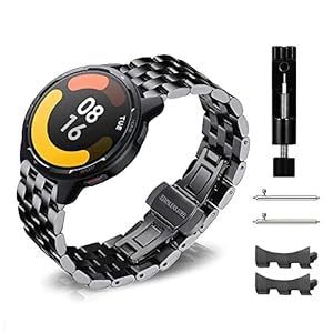 KoGiio Armband für Xiaomi Watch 2 Pro/Watch S1/S1 Active/Mi Watch, 22mm Edelstahl Uhrenarmband für Huawei Watch GT4 46mm/4 46mm/4 Pro 48mm/Amazfit Bip 5 /GTR 4/GTR 3/Garmin Venu 3 – Schwarz