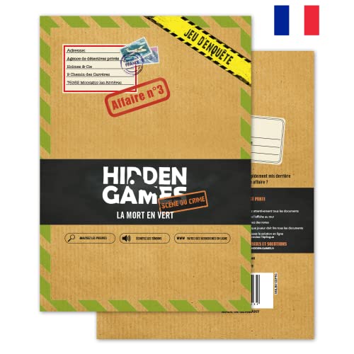 Hidden Games Scène du Crime - Affaire n°3 - LA Mort en Vert - Française - Jeu de scène de Crime réaliste, Jeu de détective passionnant, Jeu d'Escape Room