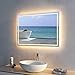Produktbild Meykoe Wandspiegel Badezimmerspiegel LED Badspiegel mit Beleuchtung 80x60cm Lichtspiegel durch Wand-Schalter Warmweiß 3000K Wasserdicht IP44