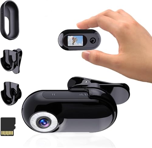 Xilecam Mini Action Cam1080P und 32 GB Speicherkarte Helmkamera Motorrad Bodycam Mini Kamera Multifunctional Accessories Body Cam（Matt）