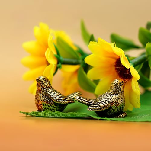 Estatua miniatura de pájaro de bronce vintage dorado miniatura 4
