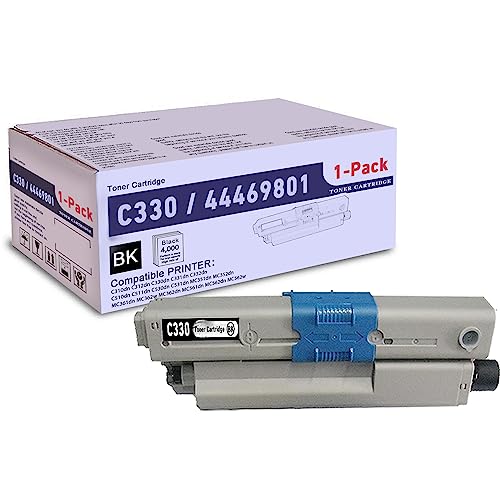 SLIKIA 1 cartucho de tóner negro 44469801 compatible con C330, repuesto para OKI C330 (44469801) – Compatible con: impresora C310dn C530dn C531dn MC351dn MC352dn MC562dn MC562w