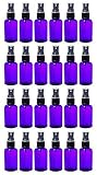 Purple 2 oz Boston Round PET Bottles (BPA Free) with Black Fine Mist Sprayer (24 pack) + Labels