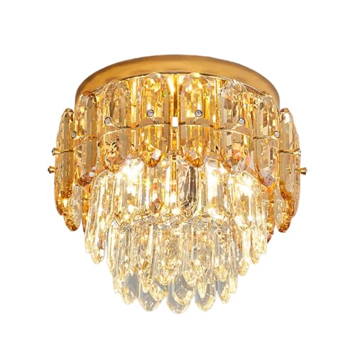 YFMYY Accesorios de iluminación de araña de Montaje Empotrado de Cristal de 3 Luces, H 10.2 '' x W 11.8 '' Oro Moderno Cerca de Las Luces de Techo, lámpara de Techo de decoración Interior