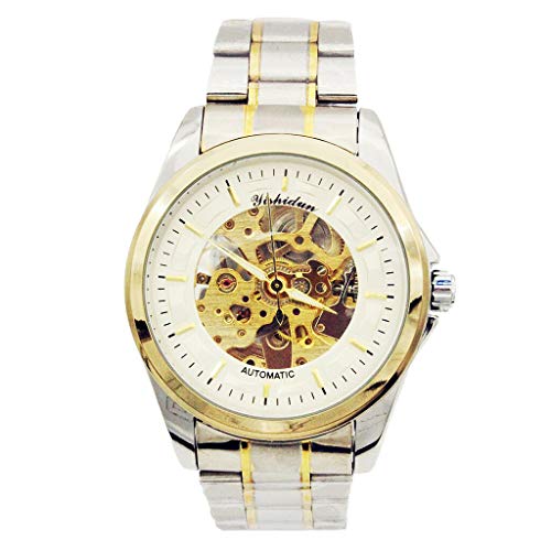 Image of ELECTROPRIME Skeleton Automatic Wrist Watch Waterproof White Dial Mens Mechanical Watches