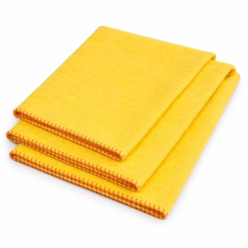 Great Knot Luxury Quality Large Strong Yellow Dusters 100% Cotton Household Cleaning Polishing Dusting Cloth Pack of 10 (Lee100% Cotton)