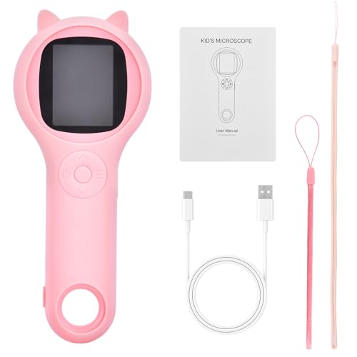 Image of Mini Pocket Handheld Microscope, Portable Magnifying Glass 500x, Pocket Loupe with 2 inch Screen(Pink)