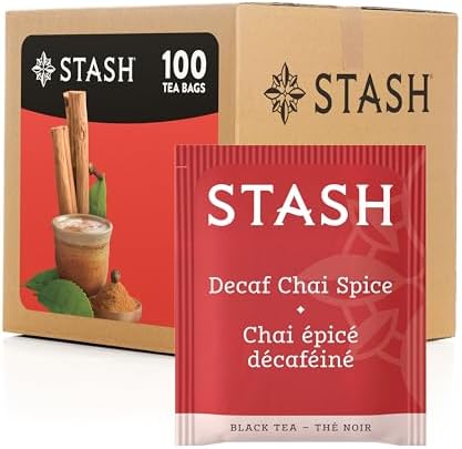 Stash Tea Decaf Chai Spice Black Tea, 100 Count Box of Tea Bags in Foil (packaging may vary)
