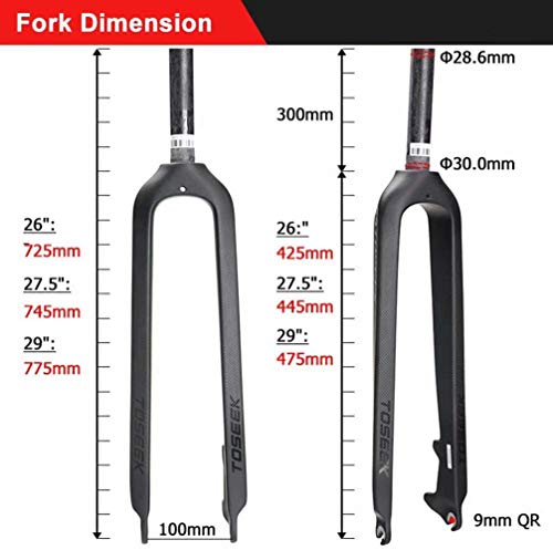 【Us Stock】 26/27.5/29" Full Carbon Fiber Mtb Bike Rigid Fork 1-1/8" Straight Tapered Tube Ultra Light Bicycle Expander Top Cap Front Forks, Cycling Accessories #TOP2