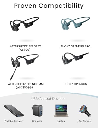 Sinoacc Oplaadkabel voor AfterShokz Aeropex AS800 & OpenComm ASC100SG, Shokz OpenRun & OpenRun Pro S810 Magnetische Vervanging 3.3Ft USB Oplader Kabelsnoer voor AfterShokz Beengeleiding Hoofdtelefoon - Afbeelding 3