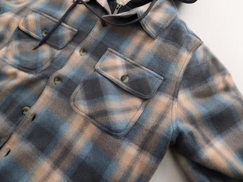 Image of Yasumond Mens Hoodies Fleece Jacket Plaid Flannel Heavy Sherpa Lined Hooded Zip Up Warm Winter Coats Big Tall