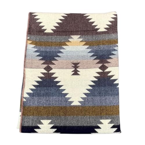 Image of Alpaca Wool Blanket, Queen Size 94 x 78, Reversible 2 in 1, Thick and Ultra Soft, Hypoallergenic, Non-Itchy, Handmade in Ecuador. Premium Alpaca Wool Thtow Blanket for Cozy Comfort. (Blue and Brown)