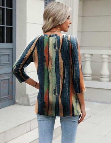 Image of Zeagoo 3 /4 Length Sleeve Womens Tops Casual V Neck Shirts Soft Basic Tees Business Work Blouses