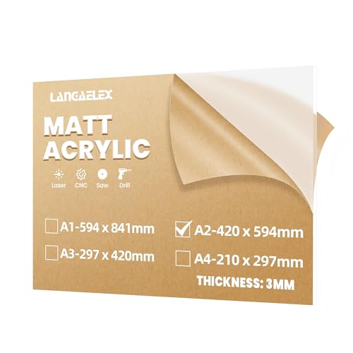 Acrylglas Platte Frost Hell 3 mm, DIN A2 (420 x 594 mm) Milchglas...