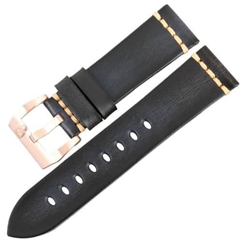 Bracelet de montre en cuir bleu vintage 18mm 20mm 22mm 24mm