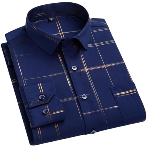 Chemise décontractée pour homme à impression dorée textile fluide infroissable