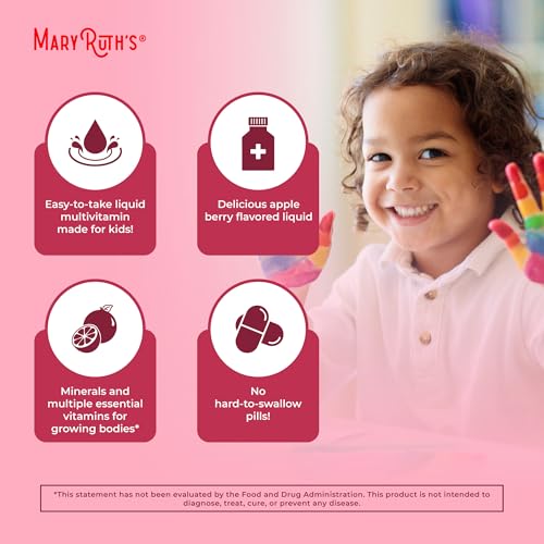 Image of MARYRUTH'S Liquid Morning Multivitamin for Kids | Kids Multivitamin | Immune Support Supplement | Vitamin C | Vitamin D | Essential Nutrients | Vegan | 30-180 Servings | 15.22 fl oz