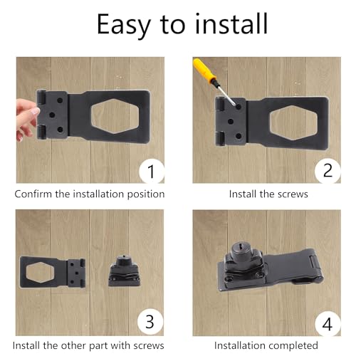 Image of 2PCS Keyed Hasp Lock, 2.5'' Zinc Alloy Hasp Latches, Black Twist Knob Keyed Locking Hasp for Cabinet Small Door