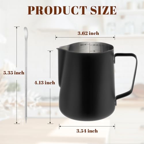 Image of Amrules Milk Frothing Pitcher 20oz Frother Cup Barista Tools, Black