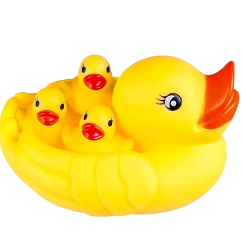Thapncow 4 peças de brinquedo de banho de pato de borracha, brinquedo de banho de pato flutuante, clássicos pátios fritos para casa de banho, mini pato para banheira e duche