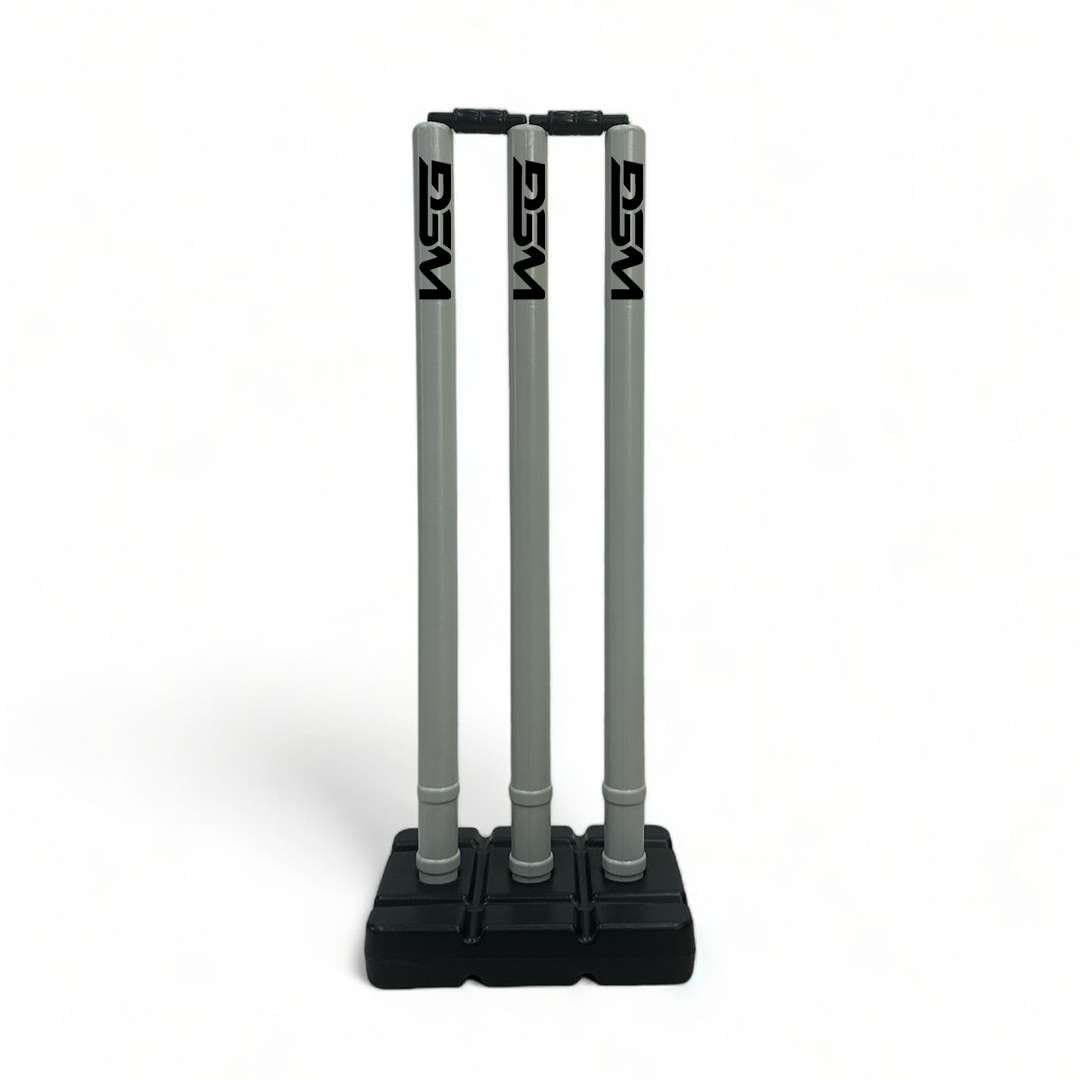WSG Cricket Plastic Stumps Set, Hard PVC, 3 Stumps with 2 Bails and Base, Portable, Grey Colour, Suitable for All Age Groups-image-21