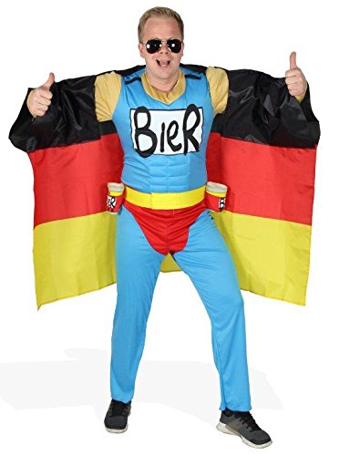 Foxxeo Das Deutschland Fussball Fan Kostüm - Biermann Comic Helden Kostüm für richtige Fans GröÃŸe M