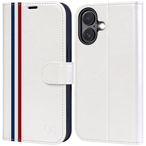 OCASE for iPhone 16 Case, PU Leather Wallet, Magnetic Flip Folio Cover with RFID Blocking, Card Holders, Shockproof TPU